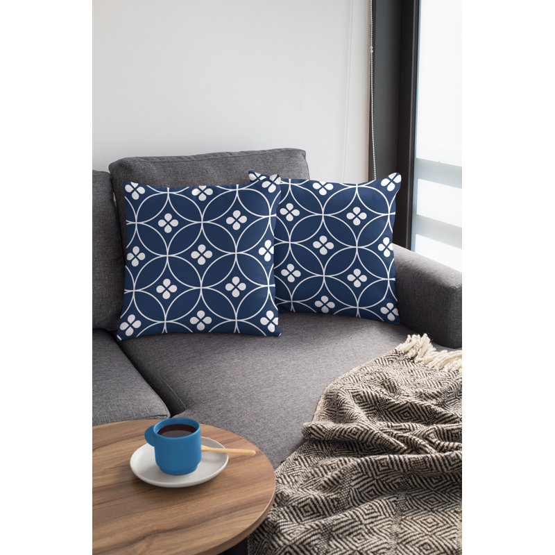 Housse de coussin Fredly, 20 po x 20 po, Bleu marine