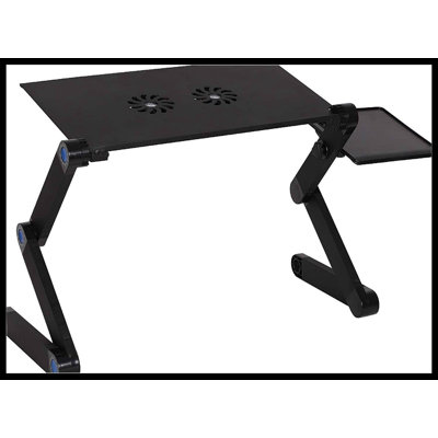 Foldable Aluminum Laptop Desk Adjustable Portable Table Stand with 2 CPU Cooling Fans -  Inbox Zero, 9B2392B39E43497995D2F4D5A800729E