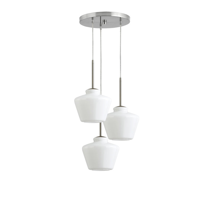 3 - Light Pendant, Brushed Nickle, White