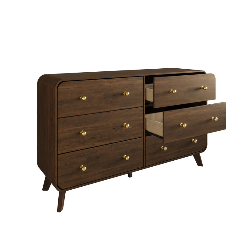 Commode à 6 tiroirs, Brun