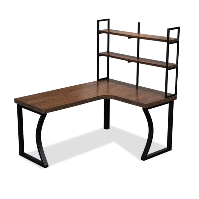 Solid Wood L-Shaped Desk/Computer Desk with Bookshelf, 74.8" H x 55.12" W x 47.24" D