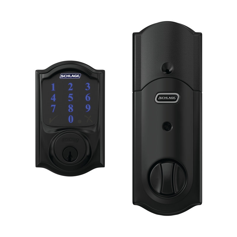 Schlage Connect Z-Wave Plus Smart Deadbolt with Camelot Trim, Yes, Matte Black