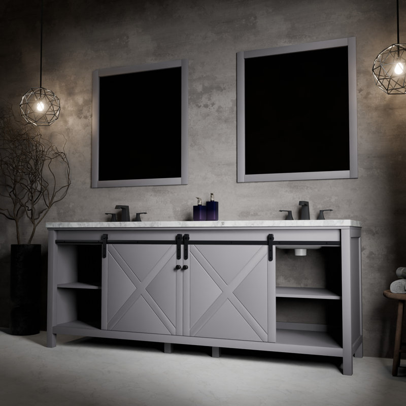 Marsyas 84 in W x 22 in D Double Bath Vanity, Dark Grey