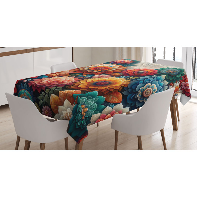 Moby Rectangle Floral Microfiber Tablecloth, 70" Rectangle