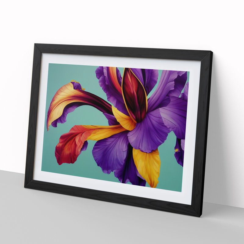 Futuristic Modern Flowers 1 Piece Single Picture Frame Wall Art, 34cm H x 46cm W x 2cm D, Black Framed