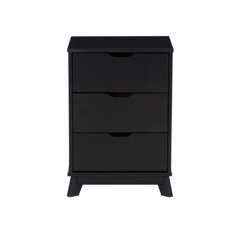 Marialana 19.3'' W Solid Wood Nightstand, Black