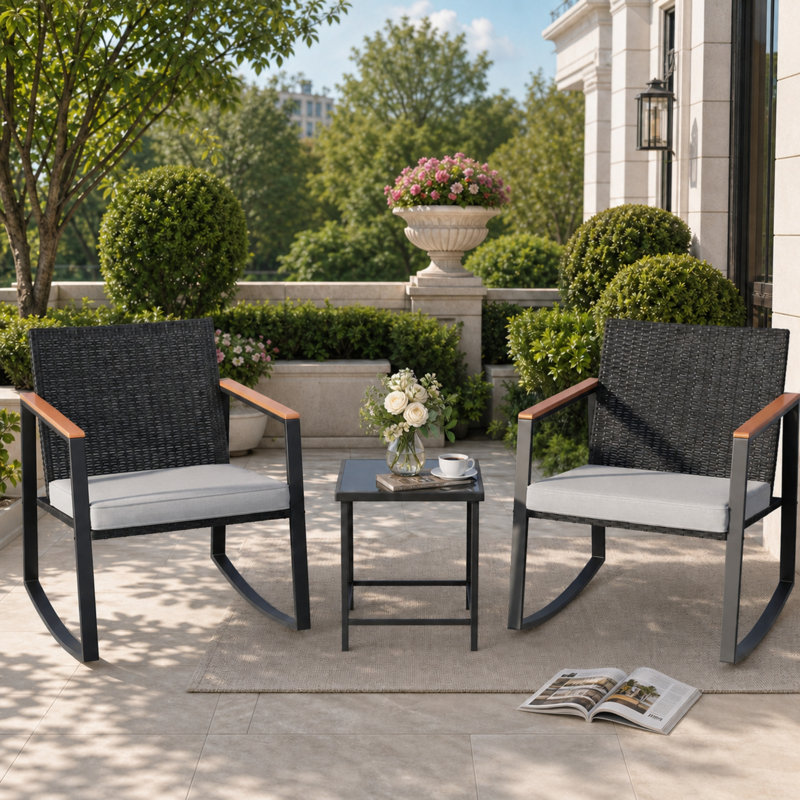 Debralee 2-Person Outdoor Seating Set – All-Weather Wicker, Sunbrella Waterproof Cushions, Gray