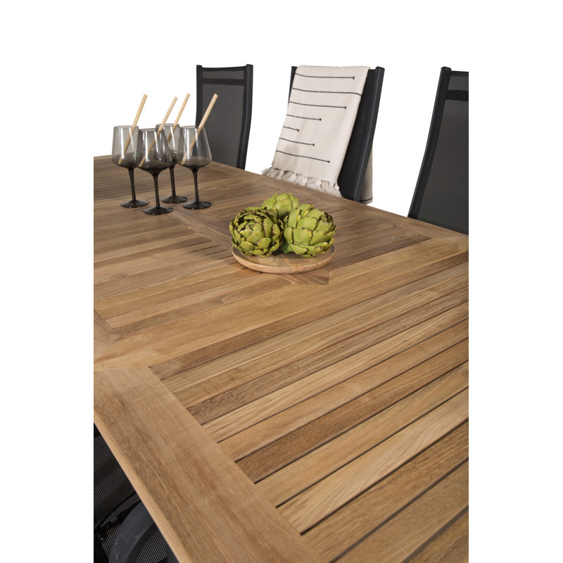 Navya 8 - Person Teak Patio Dining Set with Extendable Rectangular Table