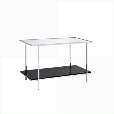 Angwin Mirrored Faux Marble Console Table with Chrome Frame – Brightens Spaces and Stylish Storage for Entryway/Living Room