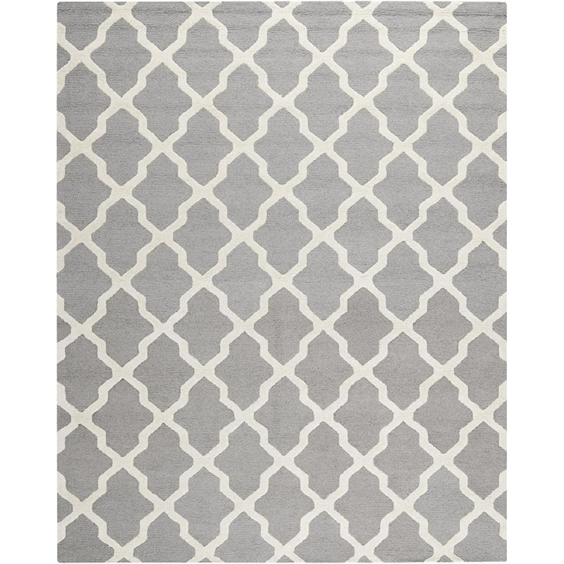 Cannen Hand Tufted Wool Geometric Rug, Runner 2'6" x 8', Gray