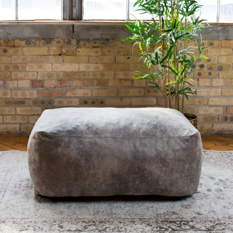 Big Joe Nestle Vegan Leather Loveseat Ottoman, Cement 