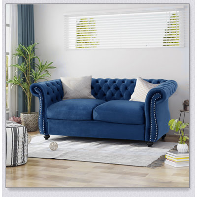 Classic Chesterfield Loveseat Sofa with Deep Button Tufting and Nailhead Accents for Timeless Elegance and Comfort
