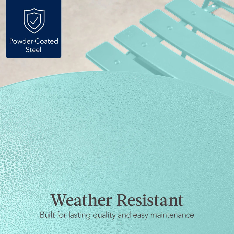 Folding Patio Bistro Set, Aqua Blue