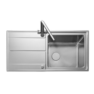 Rangemaster Sink & Taps 500mm W Single Bowl Stainless Steel Drop-In Kitchen Sink with 1 Faucet Hole