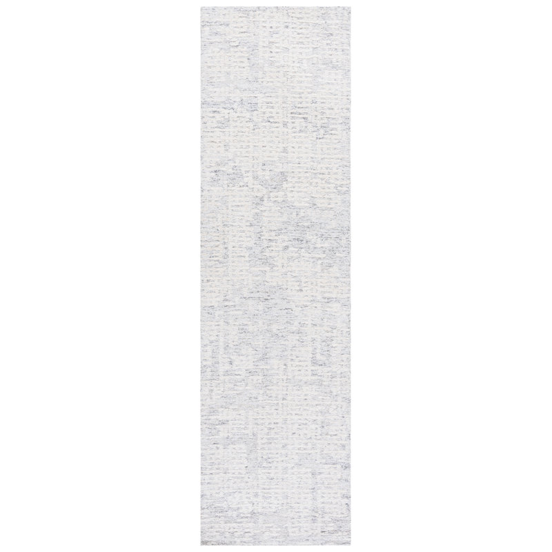 Tapis en laine sans motif touffeté à la main ébène, Tapis de couloir 2 pi 3 po x 9 pi