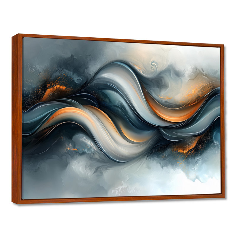 Parallel Streams of Fractal Horizon I - Art mural abstrait spirale moderne, H 24 po x l 32 po, Impression encadrée flottante