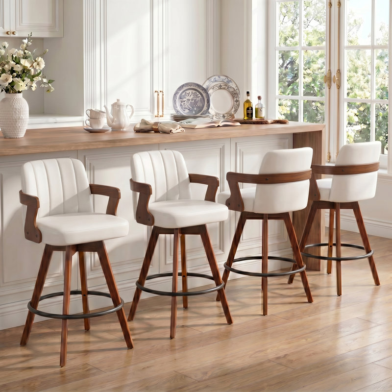 Tabouret de bar pivotant Jarissa, Blanc