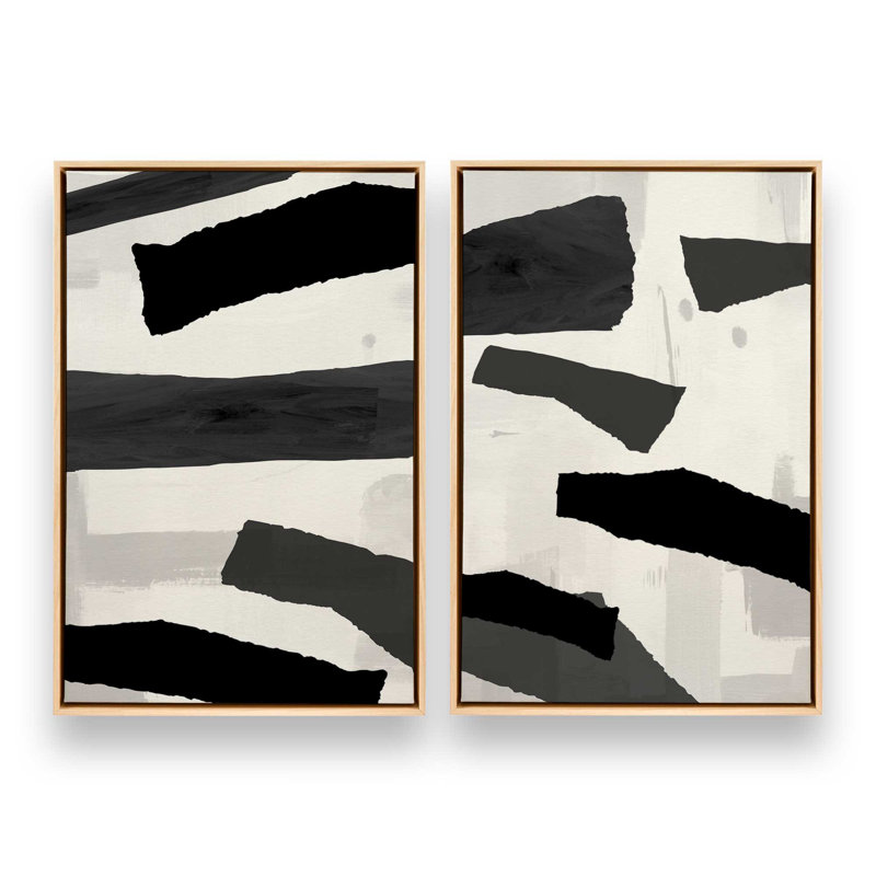 12 "X 8" Sable Layers, ensemble de 2 impressions sur toile dans un cadre en chrome poli, Érable américain encadré