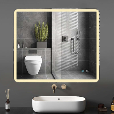 Miroir de salle de bain mural 60 po x 36 po à DEL sans cadre antibuée et à intensité variable Hailea