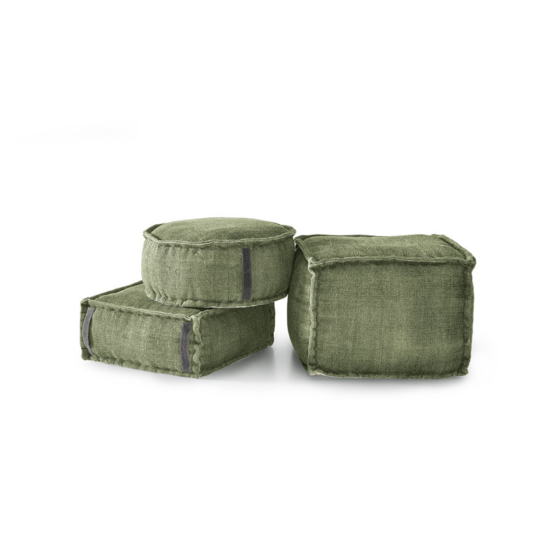 Everson 60cm Wide Square Solid Colour Pouffe Ottoman, Green