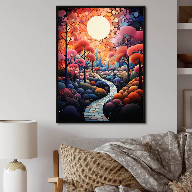«Lulmir River Whimsical Thorugh Forest Landscape IV», reproduction, H 44 po x l 34 po x P 1,5 po, Cadre flottant noir