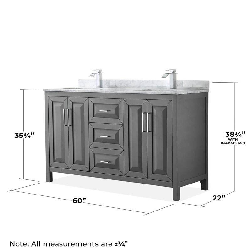 Daria 60'' W Double Vanity, Dark Gray, Polished Chrome