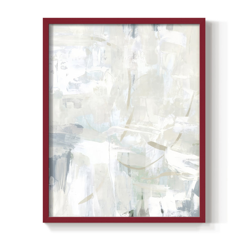 Impasto Poem I, reproduction encadrée - bois massif, 11" H x 9" W, Rouge