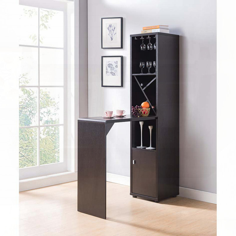 Bar avec table allongée et compartiment pour bouteilles de vin - cacao rouge