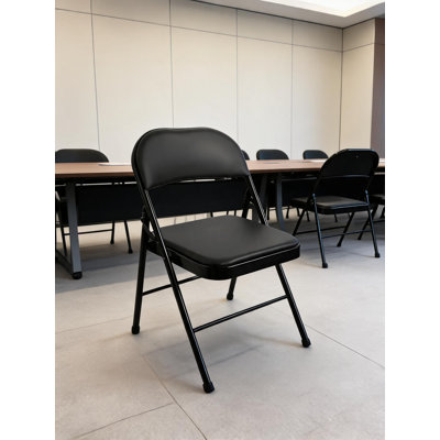 Chaise pliante portative en vinyle noir