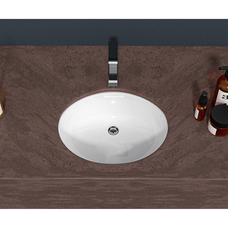 Lavabo de salle de bain ovale encastré en céramique 16,5 "x 13,4" blanc avec trop-plein