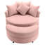 Fauteuil demi-tonneau pivotant à 360 ° avec repose-pieds avec rangement et 4 coussins, fauteuil de loisirs moderne en chenille pour salon