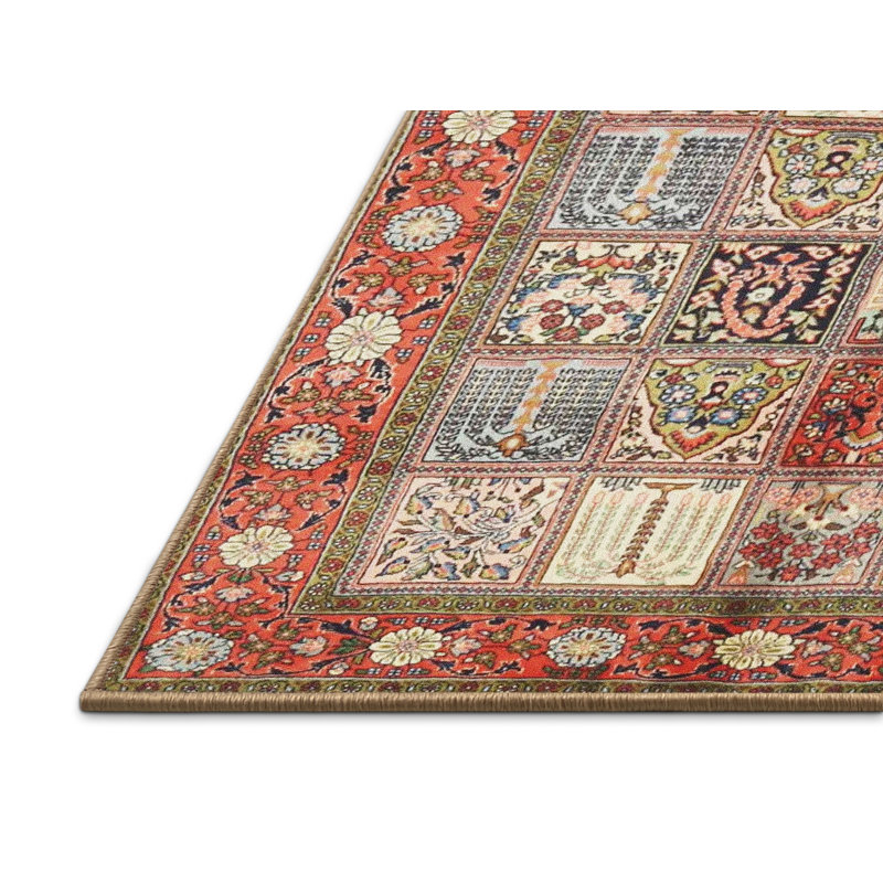Tapis oriental orange / bleu / vert, Rectangle 5 pi x 7 pi