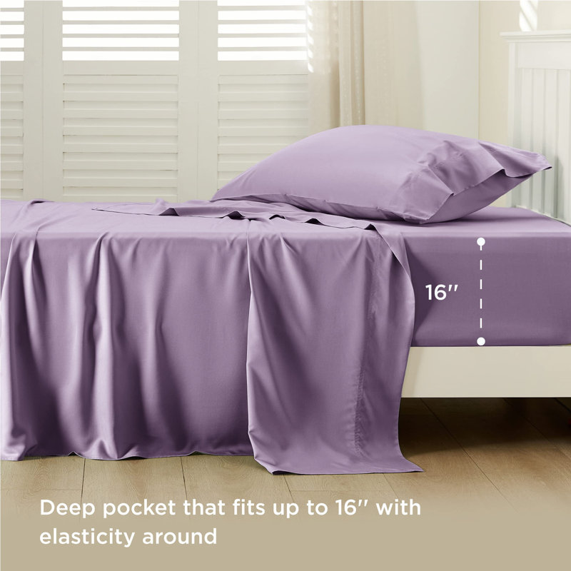 Essential Collection Cooling Rayon Derived from Bamboo Sheet Set, Twin Sheet Set with 1 Pillowcase, Lilac