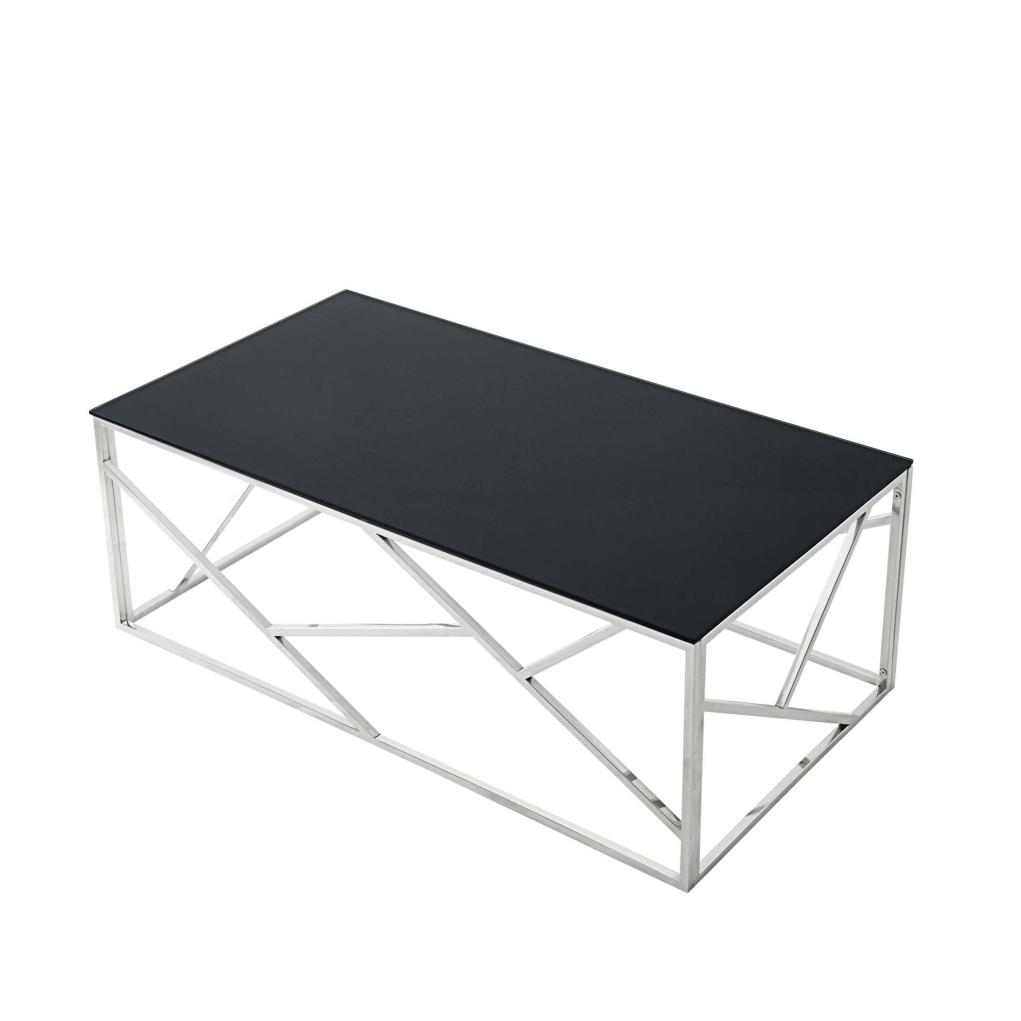 Mercer41 Modern Rectangular Coffee Accent Table With Glass Top And ...