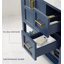 Meuble-lavabo italien en bois bleu de style minimaliste avec comptoir en pierre reconstituée