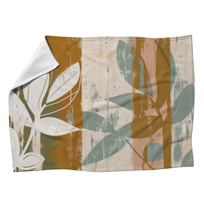 Jeté en molleton Leafy branches - Motif tendance pour canapés ou lits