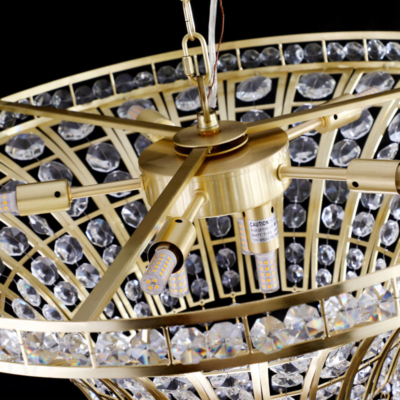 Lustre cascade en cristal 8 lumières de 23,6 po de large (ampoule non incluse)