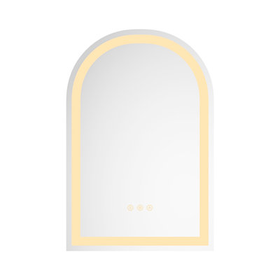 Miroir de salle de bain 30 x 20 en aluminium blanc avec DEL - brouillard, luminosité variable, durabilité