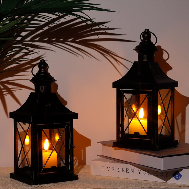 2 Piece Metal Lantern Set