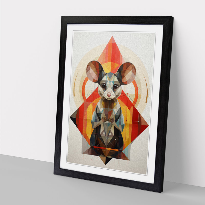 Mouse Geometric No.2 - Framed Print, 34cm H x 25cm W x 2cm D, Black