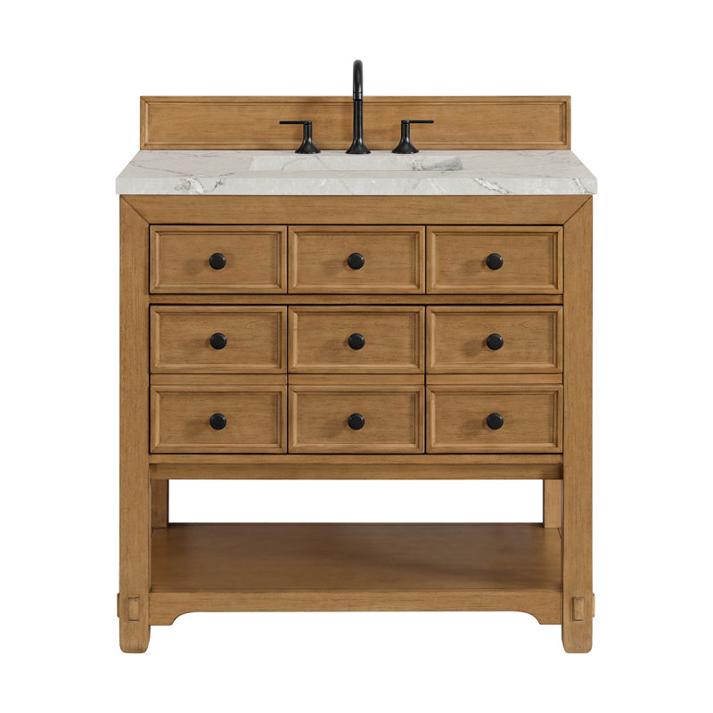 Malibu 36'' W Single Vanity, Victorian Silver, Widespread, Amber Birch