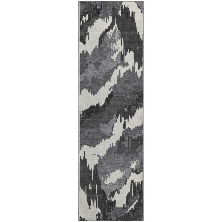 Premium Machine Washable Prisco Black Rug
