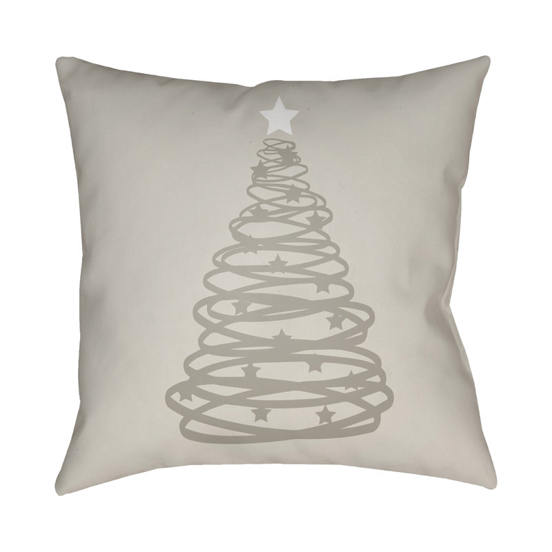 Gray Polyester Christmas Tree Outdoor Pillow 18" x 18"