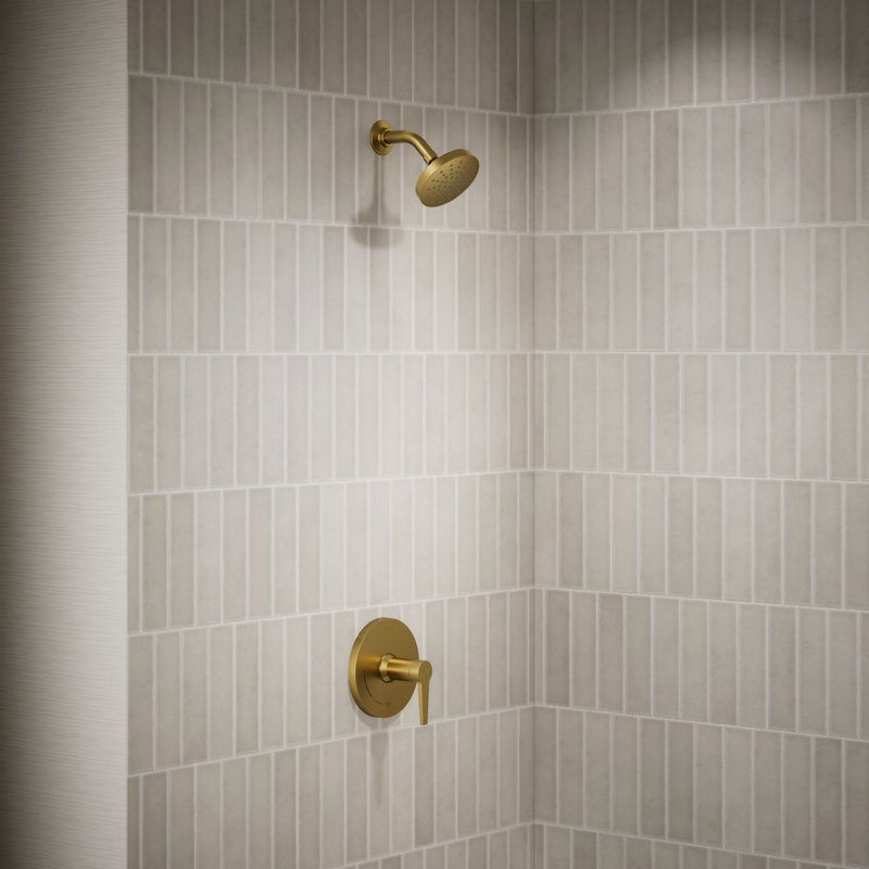 Pitch Rite-Temp Shower Trim Set, Less Showerhead, Vibrant Brushed Moderne Brass