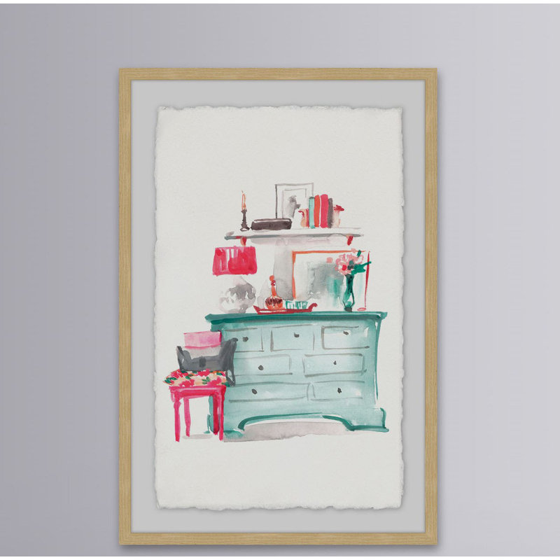 Aqua Dresser - Single Picture Frame Painting, 91 cm H x 61 cm W