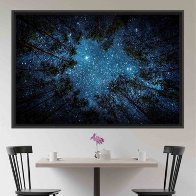 Starry Night Sky Framed Canvas Poster - Modern Wall Art Perfect for Halloween Decor