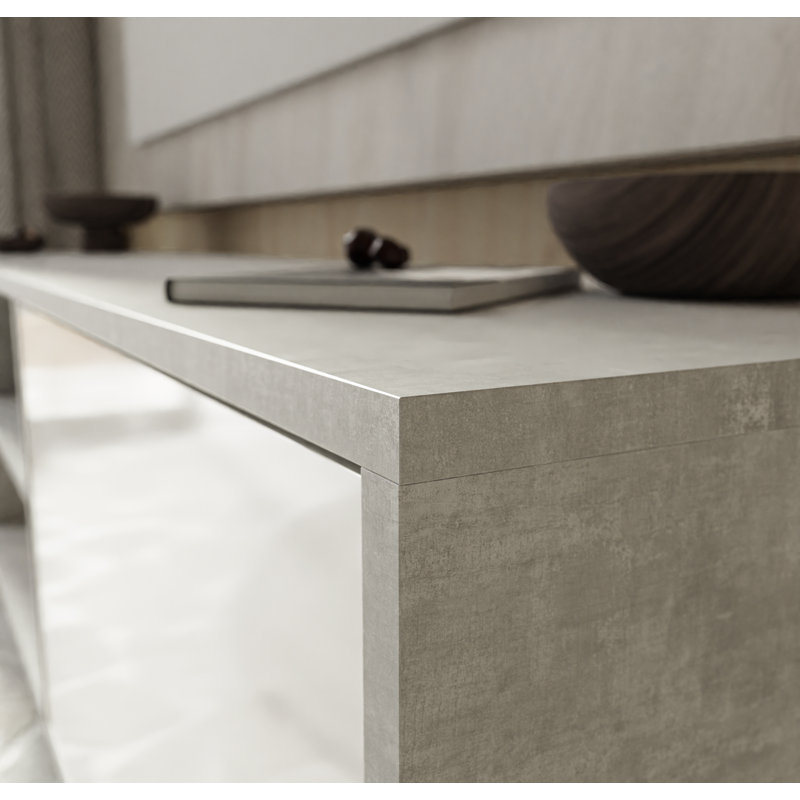 Alfie-James Unfinished TV Stand for TVs up to 78", Concrete/White