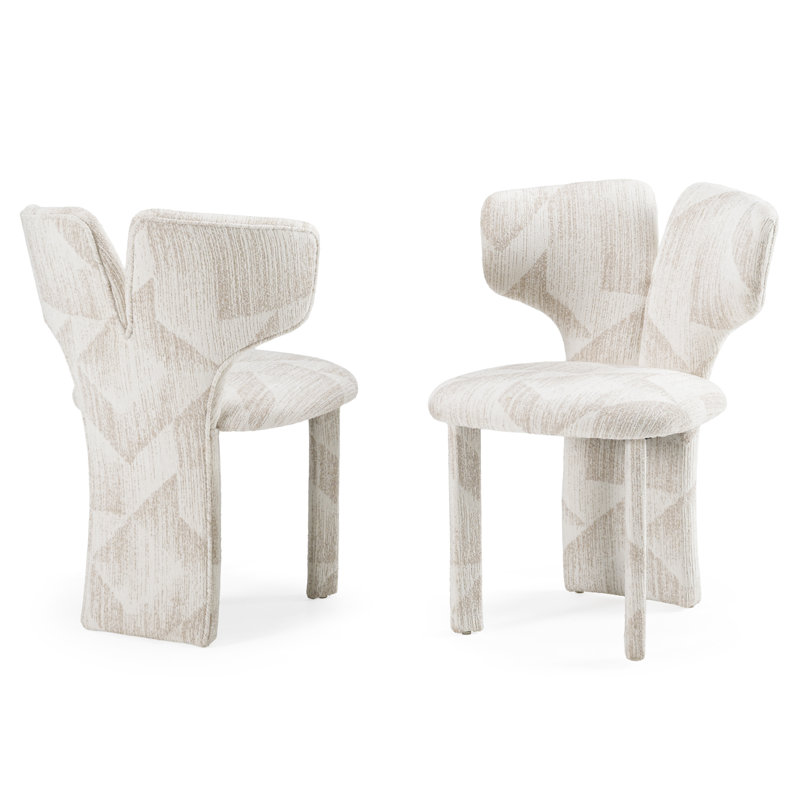 Masuda - Modern Beige Pattern Fabric Dining Chair (set Of 2)