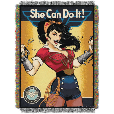 Warner Bros. Wonder Woman Throw Blanket, She Can Superhero Fan Decor, 48x60 Inches