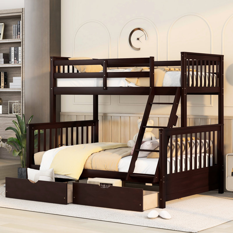 Twinfull Bunk Bed With Functional Storage Solid Construction In, Espresso